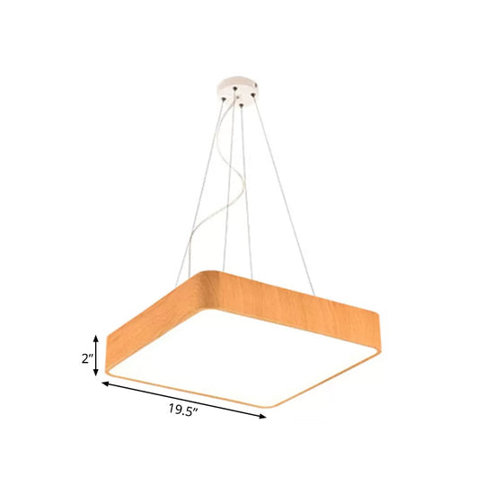 Modern Led Suspension Pendant Lamp Kit – Wooden Square Design In Various Widths
