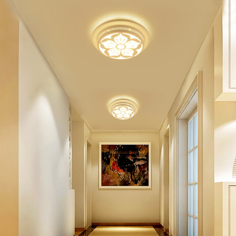 Modern Art Deco Flush Mount Ceiling Light For Hallway - Stylish Circular Acrylic Lamp