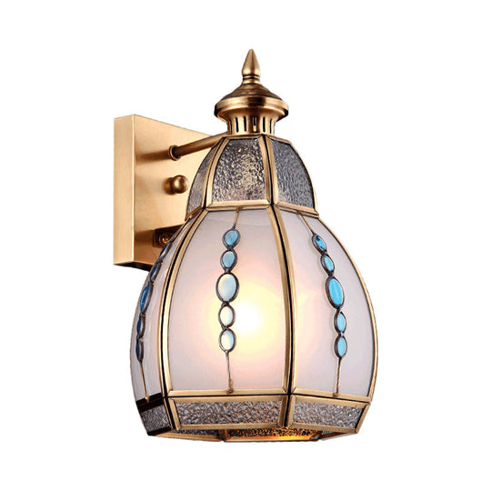 Gourd-Shaped Wall Sconce With Water And White Glass In Brass - Traditional Design