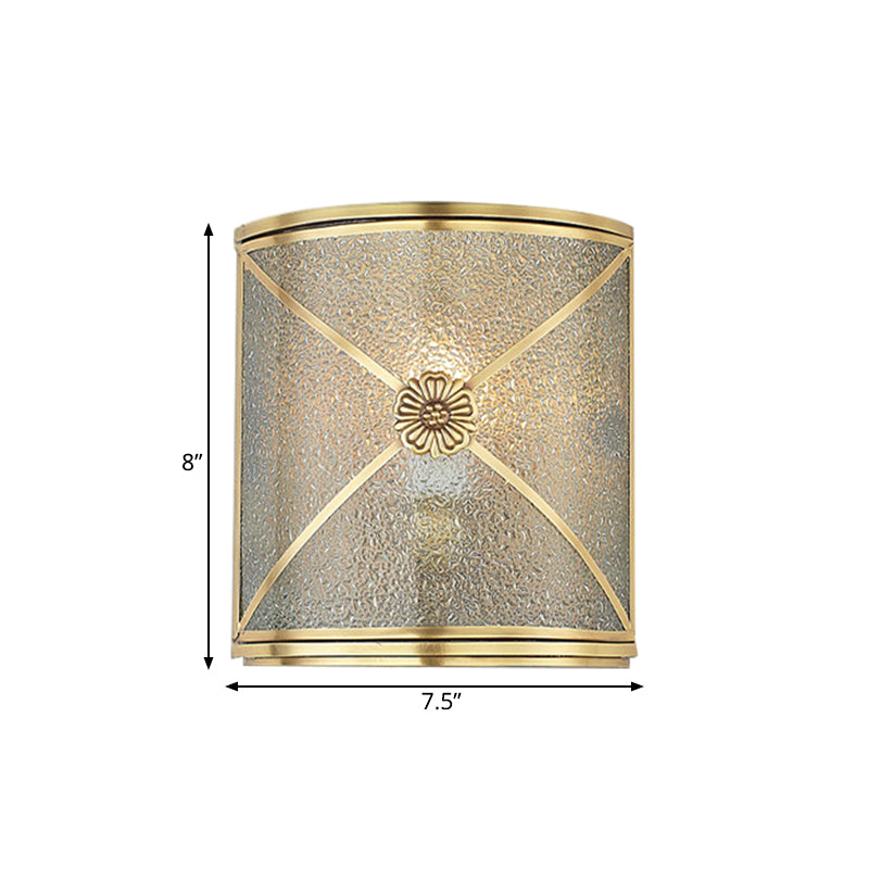 Traditional Brass Half Cylinder Water Glass Flush Wall Sconce - Corner Mount Light