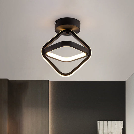 Modern Acrylic Led Flush Mount Light In Black/Gold - Ideal For Corridor Warm/White