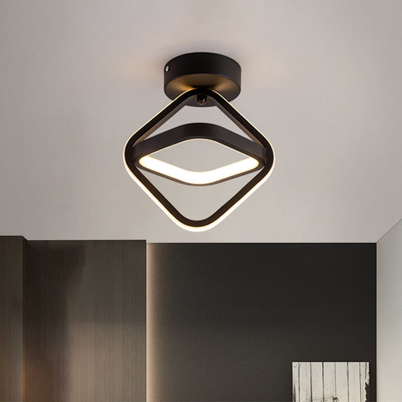 Modern Acrylic Led Flush Mount Light In Black/Gold - Ideal For Corridor Warm/White