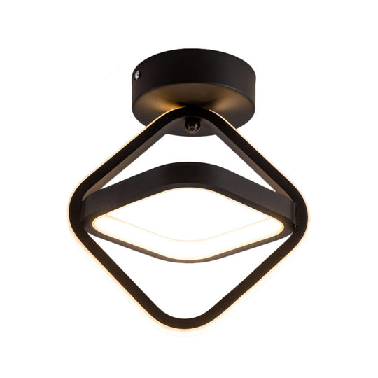 Modern Acrylic Led Flush Mount Light In Black/Gold - Ideal For Corridor Warm/White