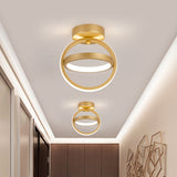 Modern Dual Loop Flush Mount Led Ceiling Light In Black/Gold - Warm/White
