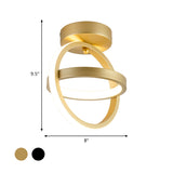 Modern Dual Loop Flush Mount Led Ceiling Light In Black/Gold - Warm/White