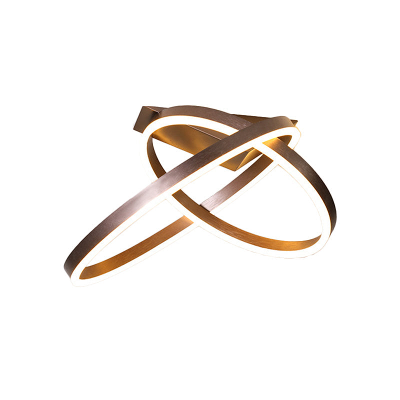 12’/16’ Dual Rings Ceiling Flush Mount Led Lighting - Modernist Acrylic Gold/Coffee Or