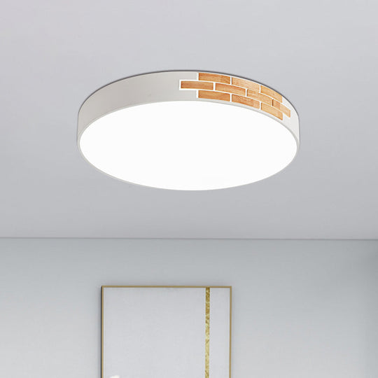 Minimalist Led Ceiling Light Fixture In White & Wood Flush Mount Choice Of 16’ 19.5’ Or 23.5’ Dia