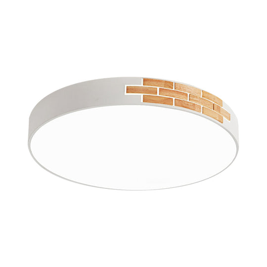 Minimalist Led Ceiling Light Fixture In White & Wood Flush Mount Choice Of 16’ 19.5’ Or 23.5’ Dia