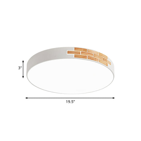 Minimalist Led Ceiling Light Fixture In White & Wood Flush Mount Choice Of 16’ 19.5’ Or 23.5’ Dia