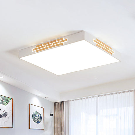 Modern Metallic Flush Mount Led Ceiling Light For Living Room - 23.5’/31.5’ Long White