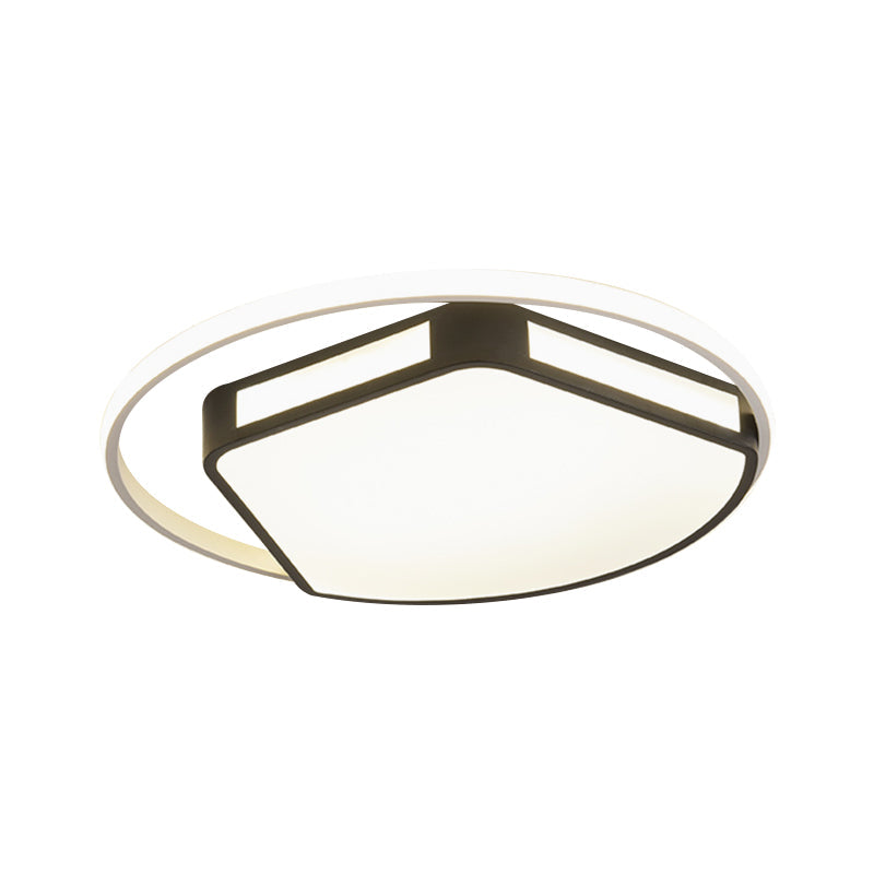 Minimalist Led Flush Mount Ceiling Light In White/Black 16/19.5 Round/Square For Bedroom