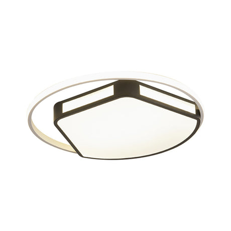 Minimalist Led Flush Mount Ceiling Light In White/Black 16/19.5 Round/Square For Bedroom