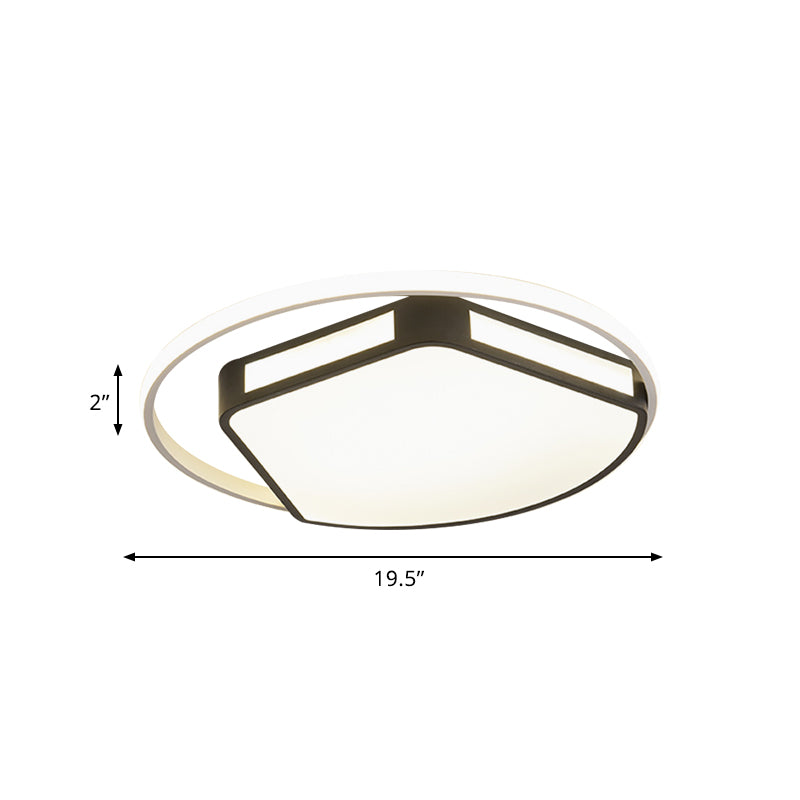 Minimalist Led Flush Mount Ceiling Light In White/Black 16’/19.5’ Round/Square For Bedroom