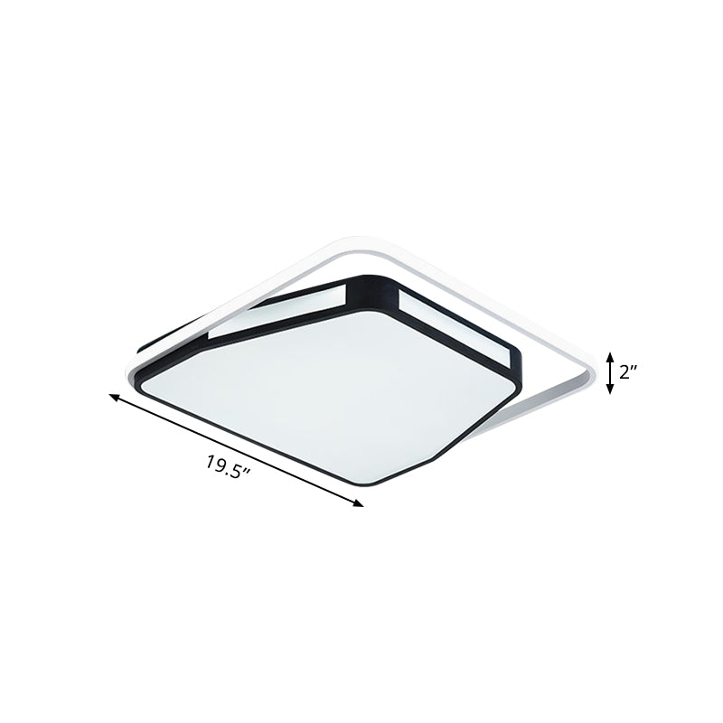 Minimalist Led Flush Mount Ceiling Light In White/Black 16/19.5 Round/Square For Bedroom