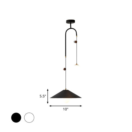 Modernist Orb Opal Glass Pendant Light With 2 Bulbs White/Black 10/14 Wide