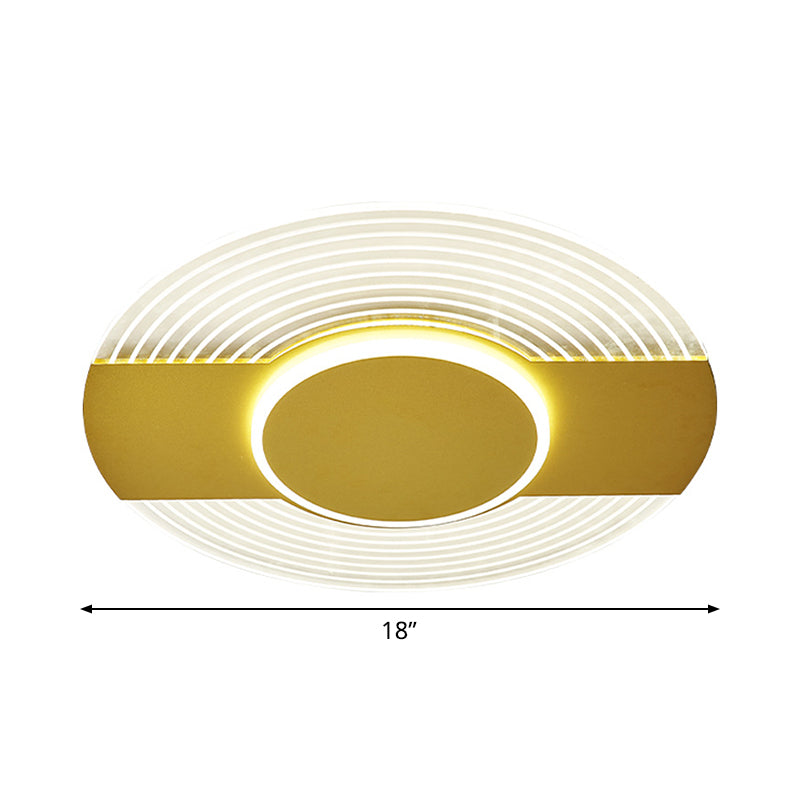Ultrathin Disc Led Flushmount Lighting In Acrylic Gold - Warm/White Light