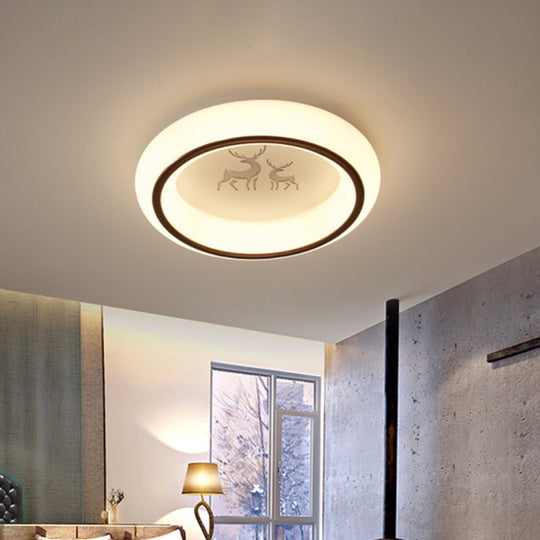 Nordic Acrylic Led Ceiling Light With Elk/Star/Hot Air Balloon Pattern - Flush Mount White / Elk