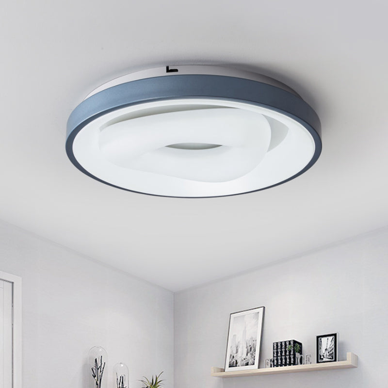 Modern Blue - White Led Ceiling Light With Acrylic Shade: Macaron Flush Mount Lamp