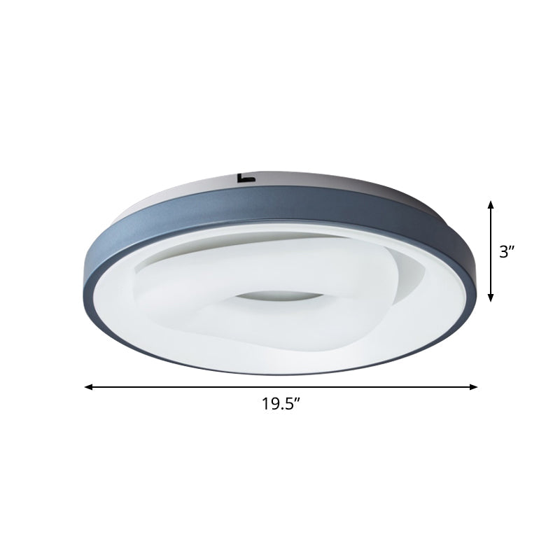 Modern Blue-White Led Ceiling Light With Acrylic Shade: Macaron Flush Mount Lamp