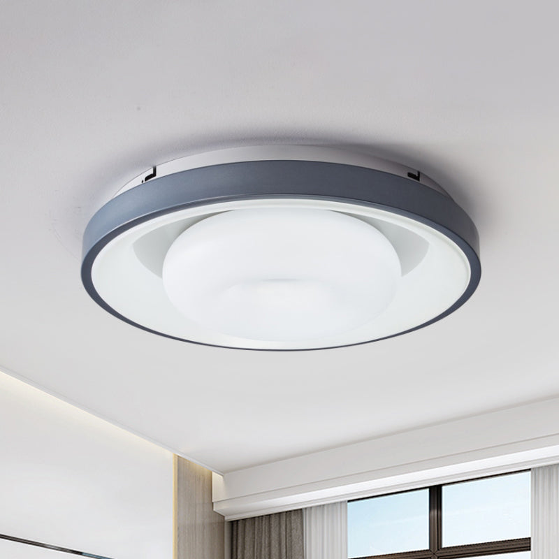 Modern Blue-White Led Ceiling Light With Acrylic Shade: Macaron Flush Mount Lamp