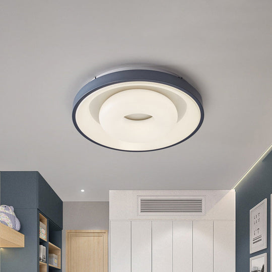 Modern Blue-White Led Ceiling Light With Acrylic Shade: Macaron Flush Mount Lamp