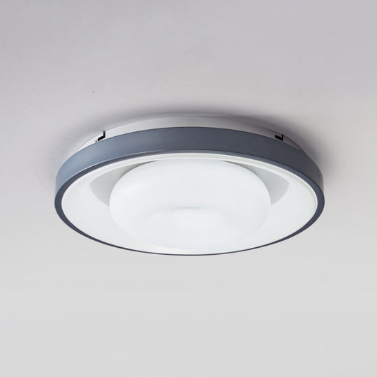 Modern Blue-White Led Ceiling Light With Acrylic Shade: Macaron Flush Mount Lamp