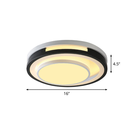 Modern Iron Led Ceiling Lamp With Black-White Cutouts And Warm/White Light