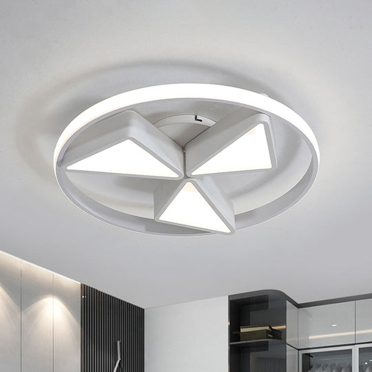 Nordic Grey/White Led Iron Windmill Ceiling Flushmount Lamp With Warm/White Glow Ring White / Warm