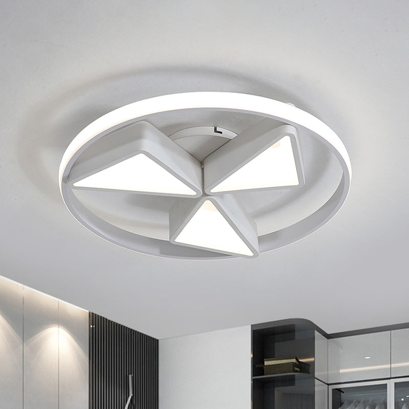 Nordic Grey/White Led Iron Windmill Ceiling Flushmount Lamp With Warm/White Glow Ring White / Warm
