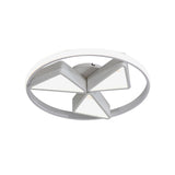 Nordic Grey/White Led Iron Windmill Ceiling Flushmount Lamp With Warm/White Glow Ring