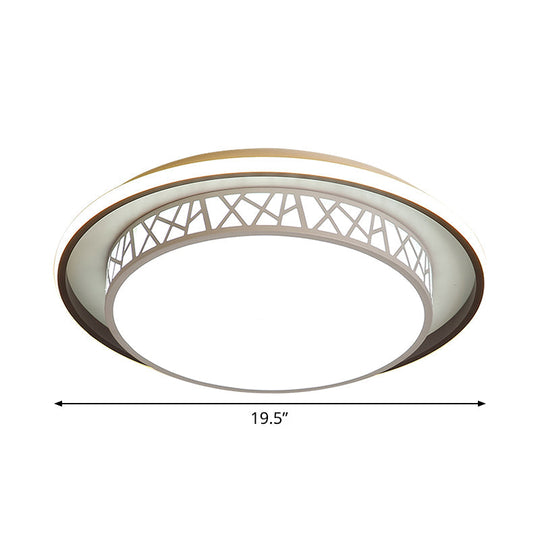 Modern Acrylic Bedroom Led Ceiling Lamp - Rounded Flush Mount Light With X-Line Side In Black/White