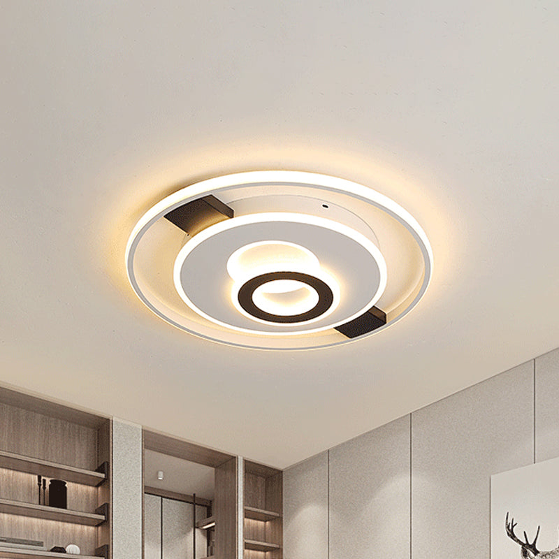 Contemporary Halo Led Ceiling Light In Black - White - Thin Acrylic Flush Mount