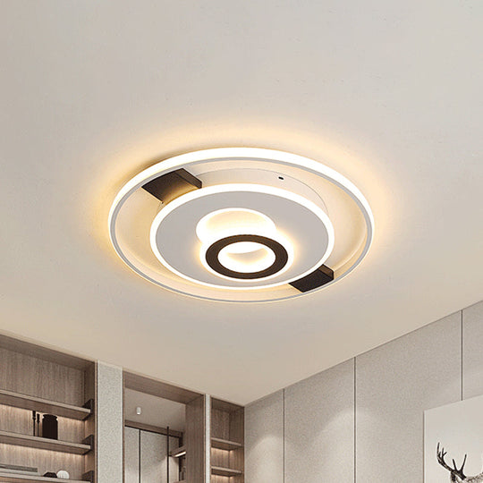 Contemporary Halo Led Ceiling Light In Black - White - Thin Acrylic Flush Mount