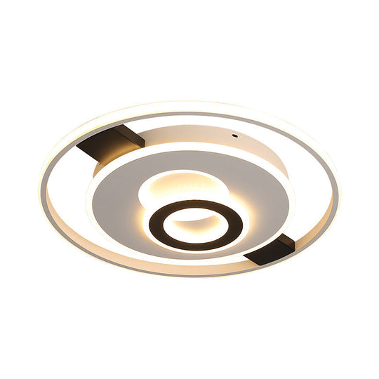 Contemporary Halo Led Ceiling Light In Black - White - Thin Acrylic Flush Mount