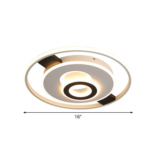 Contemporary Halo Led Ceiling Light In Black-White - Thin Acrylic Flush Mount 16/19.5/23.5 Wide
