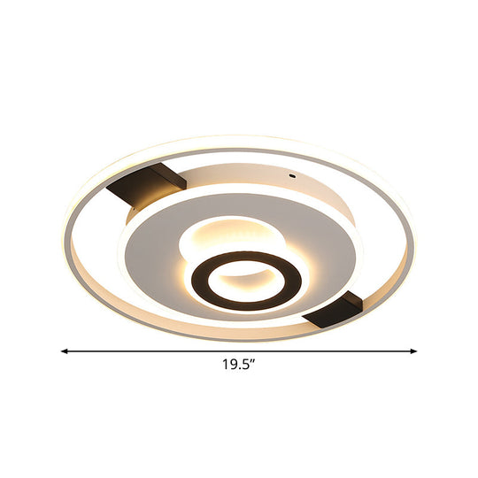 Contemporary Halo Led Ceiling Light In Black - White - Thin Acrylic Flush Mount
