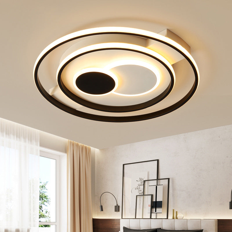 Modern Led Flush Mount Lamp With Black Acrylic Shade – Warm/White Light 16.5/20.5’ Dia / 16.5’ Warm