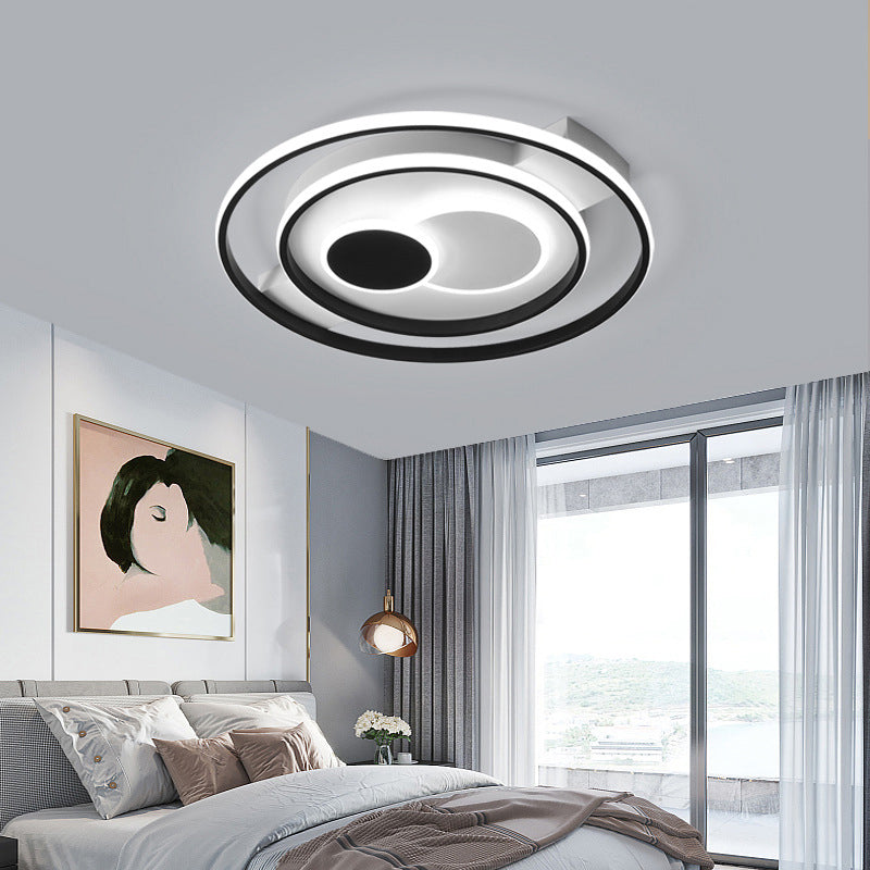 Modern Led Flush Mount Lamp With Black Acrylic Shade – Warm/White Light 16.5/20.5’ Dia