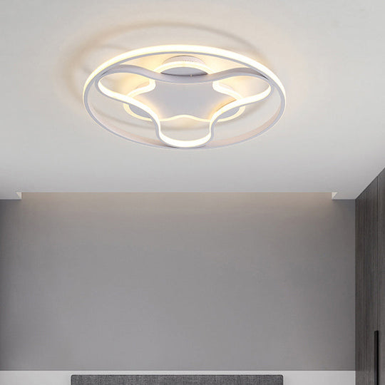 Fidget Spinner Flush Mount Led Ceiling Light Minimalist Iron In White 18’/21.5’ Wide Warm/White