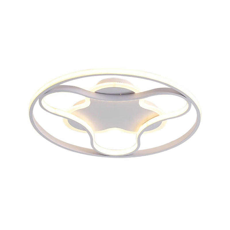 Fidget Spinner Flush Mount Led Ceiling Light Minimalist Iron In White 18’/21.5’ Wide Warm/White