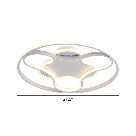 Fidget Spinner Flush Mount Led Ceiling Light Minimalist Iron In White 18/21.5 Wide Warm/White