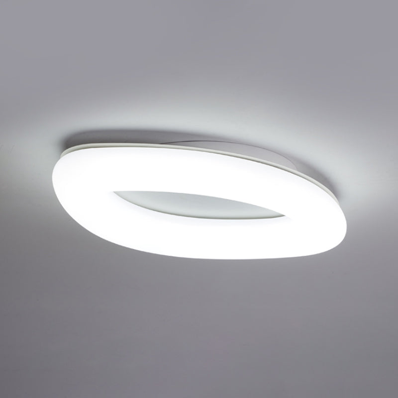Simplicity Ellipse Flush Light: Acrylic Led Ceiling Lamp For Living Room White