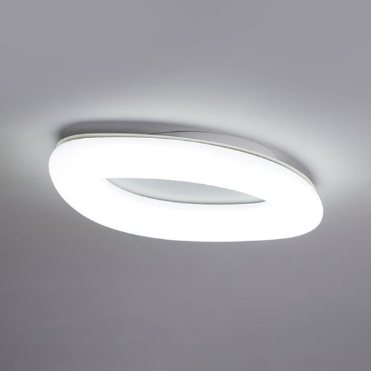 Simplicity Ellipse Flush Light: Acrylic Led Ceiling Lamp For Living Room White