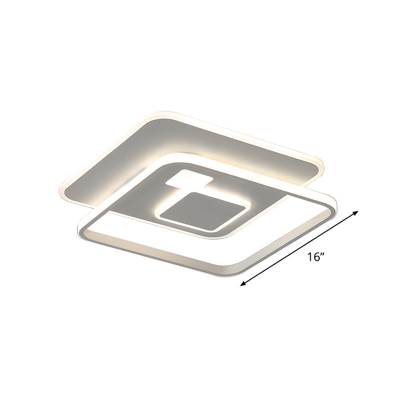 Minimalist White Rectangle Led Acrylic Ceiling Light - Warm/White Flush Mount Fixture
