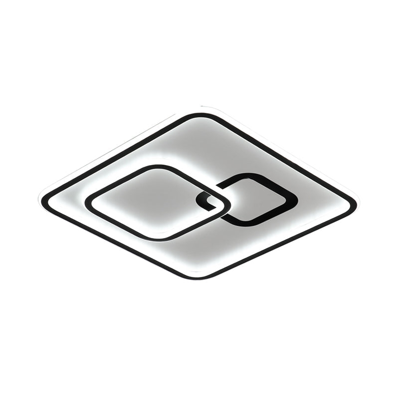 Sleek Black Led Flush Mounted Ceiling Light For Bedroom 16/19.5 Wide