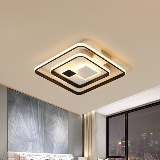 Checkered Acrylic Led Flush Mount Ceiling Light: Warm/White Black-White Modern Style 16.5/20.5 Wide