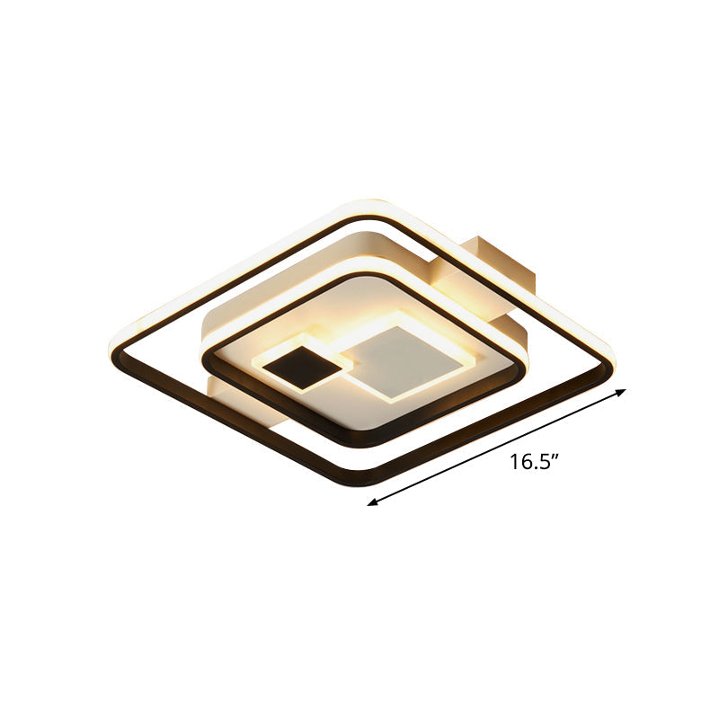 Checkered Acrylic Led Flush Mount Ceiling Light: Warm/White Black-White Modern Style 16.5/20.5 Wide