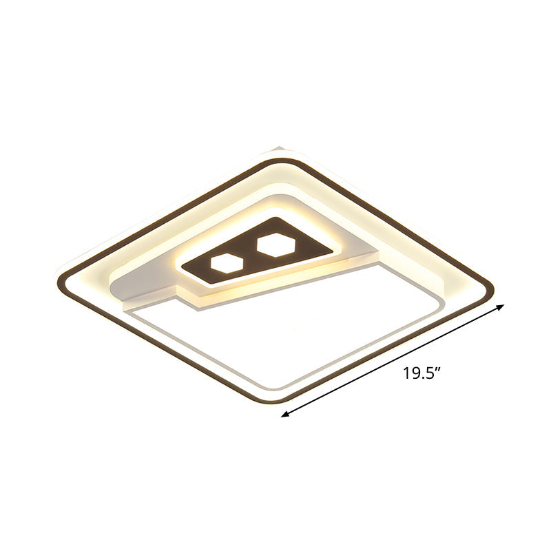Modern Led Ceiling Flushmount Lamp - Sleek White Square Flush Mounted With Acrylic Shade