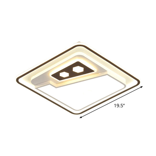 Modern Led Ceiling Flushmount Lamp - Sleek White Square Flush Mounted With Acrylic Shade