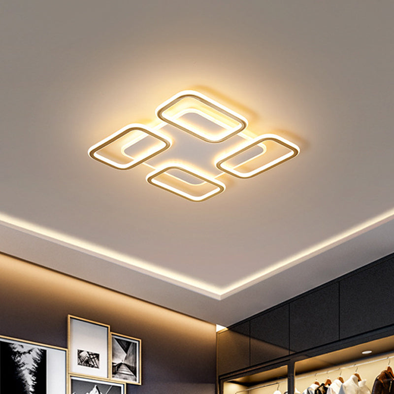 Simplicity Gold Square Acrylic Ceiling Flush Light Led Mount Lighting In Warm/White - 16.5/20.5 Wide